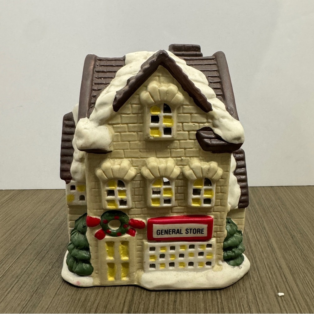 Vintage General Store Holiday Village House Candle Holder